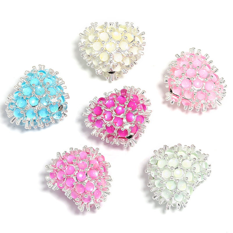 Wholesale 5pcs Heavy Worker Fish Beads Love Alloy Peach Heart Vertical Hole Beads DIY Accessories